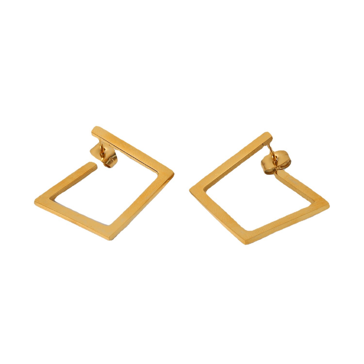 Stainless Steel Adjustable Square Earrings Towards The Inside - 0 - Bijou Her - style -  - 