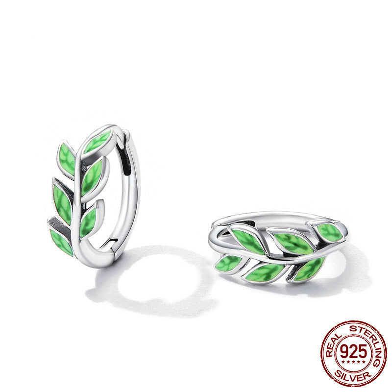 Sterling Silver Emerald Branch Earrings Green - 0 - Bijou Her -  -  - 