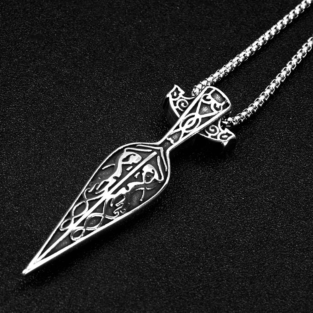 Hip Hop Necklace Vintage Viking Weapon Titanium Steel Men - 0 - Bijou Her -  -  - 