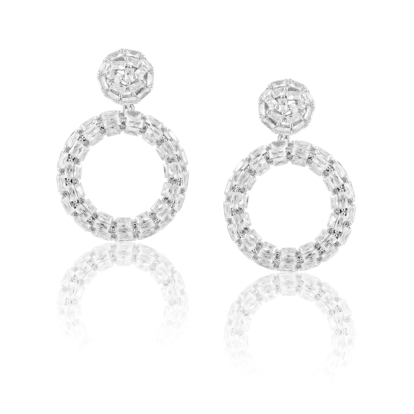 Sparkling CZ Drop Earrings - Sterling Silver Hoops for Bridal or Everyday Wear - Jewelry & Watches - Bijou Her -  -  - 