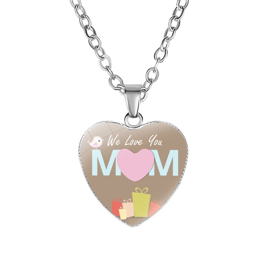 Mother's Heart Shaped Pendant Necklace Simple - 0 - Bijou Her - Color -  - 