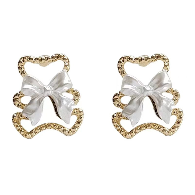 Love Small Pearl Bow Earrings - 0 - Bijou Her -  -  - 