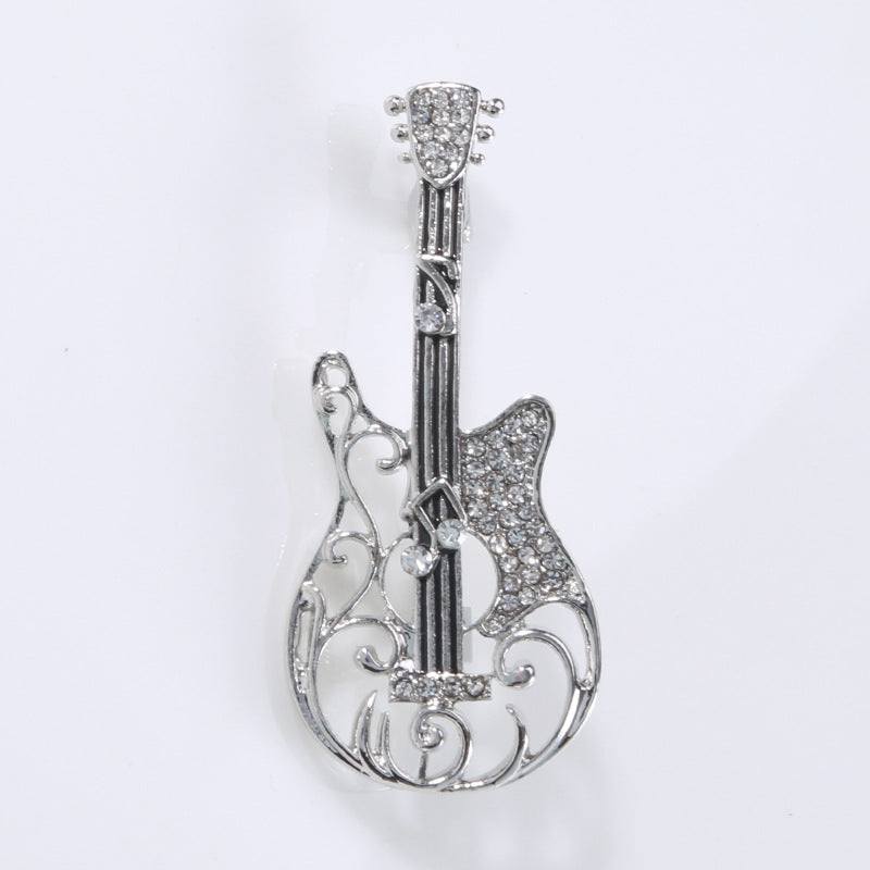 Women's Vintage And Versatile Diamond Guitar-shaped Brooch - 0 - Bijou Her - Color -  - 