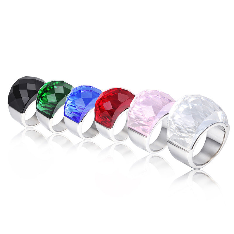 Titanium Steel Crystal Glass Ring For Men And Women - 0 - Bijou Her -  -  - 