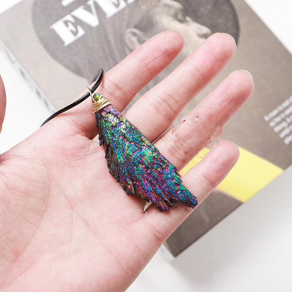 Natural Black Tourmaline Raw Stone Electroplating Pendant - 0 - Bijou Her -  -  - 