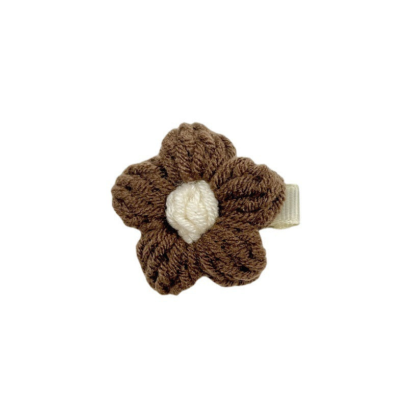 Milk Coffee Retro Woven Wool Flower Hairpin Hair Accessories - 0 - Bijou Her -  -  - 