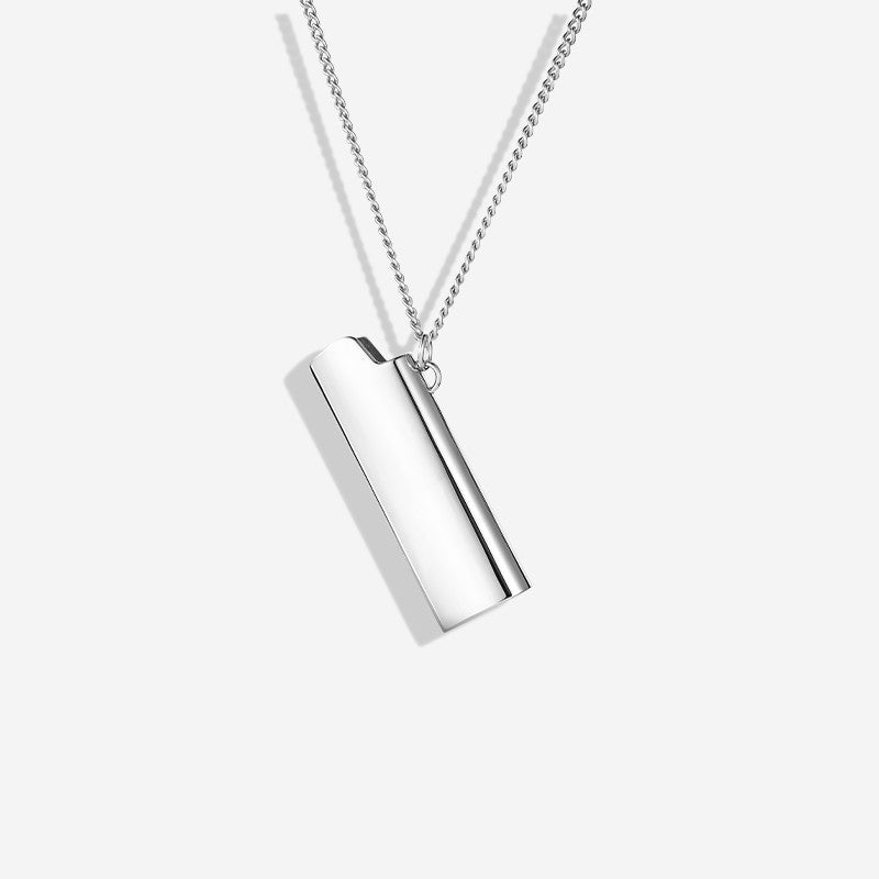 Men's And Women's Fashion Lighter Case Shape Titanium Steel Pendant Necklace - 0 - Bijou Her -  -  - 