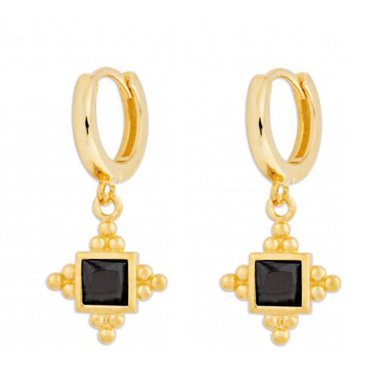 Ins Minority Design Square Beads Inlaid With Diamonds Versatile Simple Earrings - 0 - Bijou Her -  -  - 