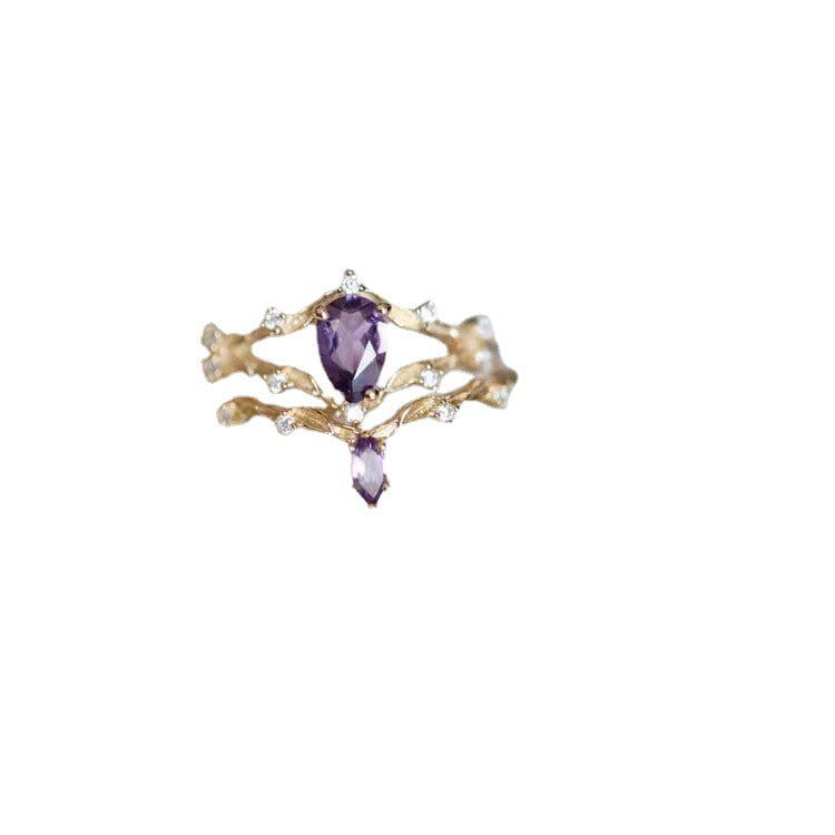 Vintage Antique Amethyst 925 Silver Plated Set Ring - 0 - Bijou Her - Color - Size - 