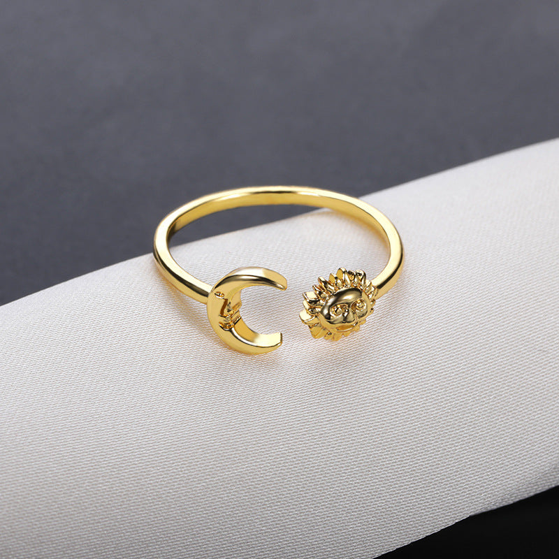 Simple Sun Moon Opening Ring Adjustable For Men And Women - 0 - Bijou Her -  -  - 