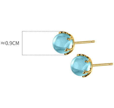 S925 Silver Fresh Blue Geometric Round Ball Stud Earrings For Women - 0 - Bijou Her -  -  - 