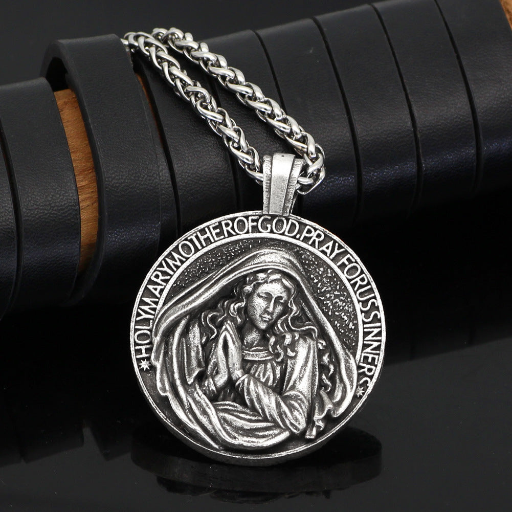 Vintage Virgin Mary Pendant Necklace - 0 - Bijou Her -  -  - 