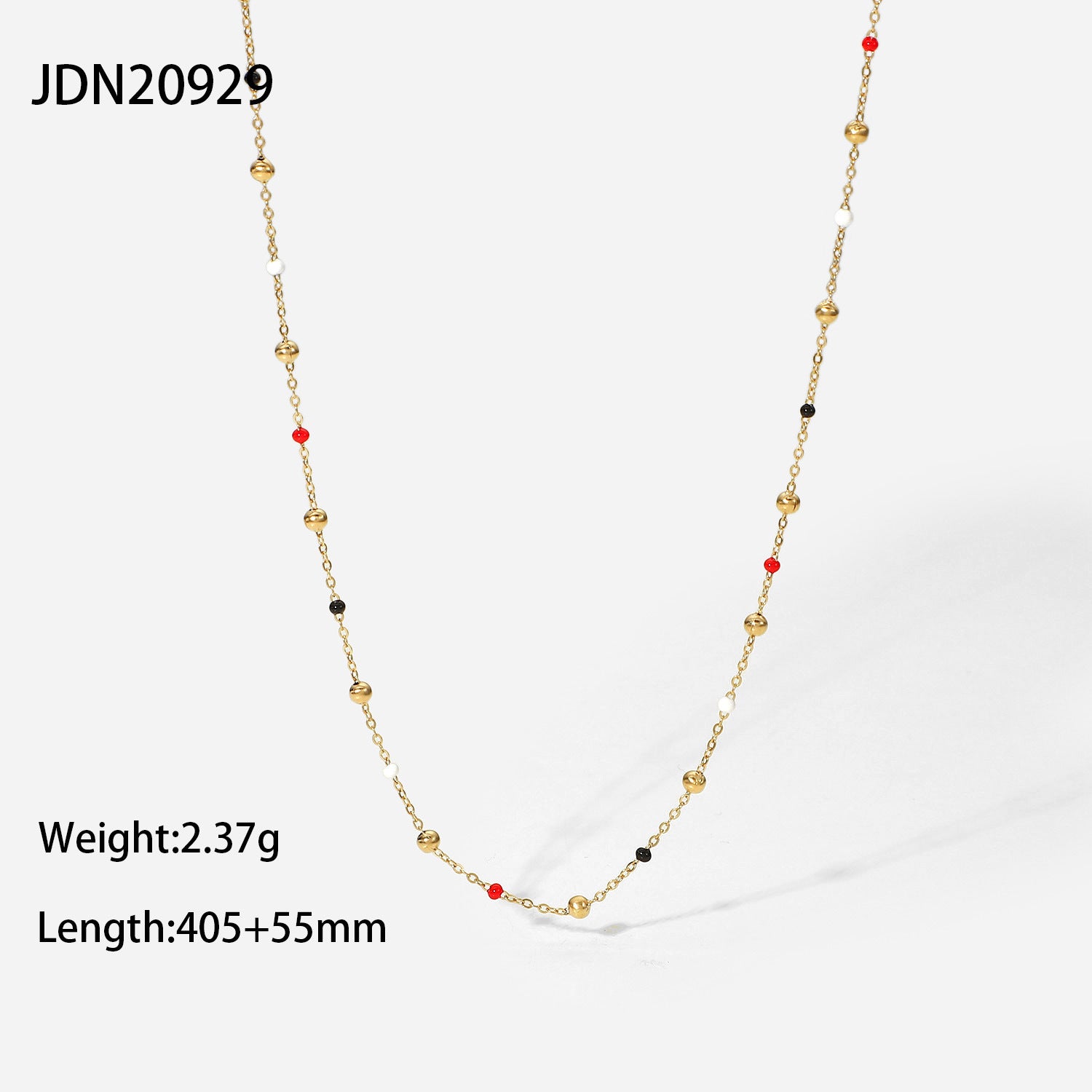 Women's Fashionable Simple Red, White And Black Coloured Oil Drip Round Bead Chain Necklace - 0 - Bijou Her -  -  - 