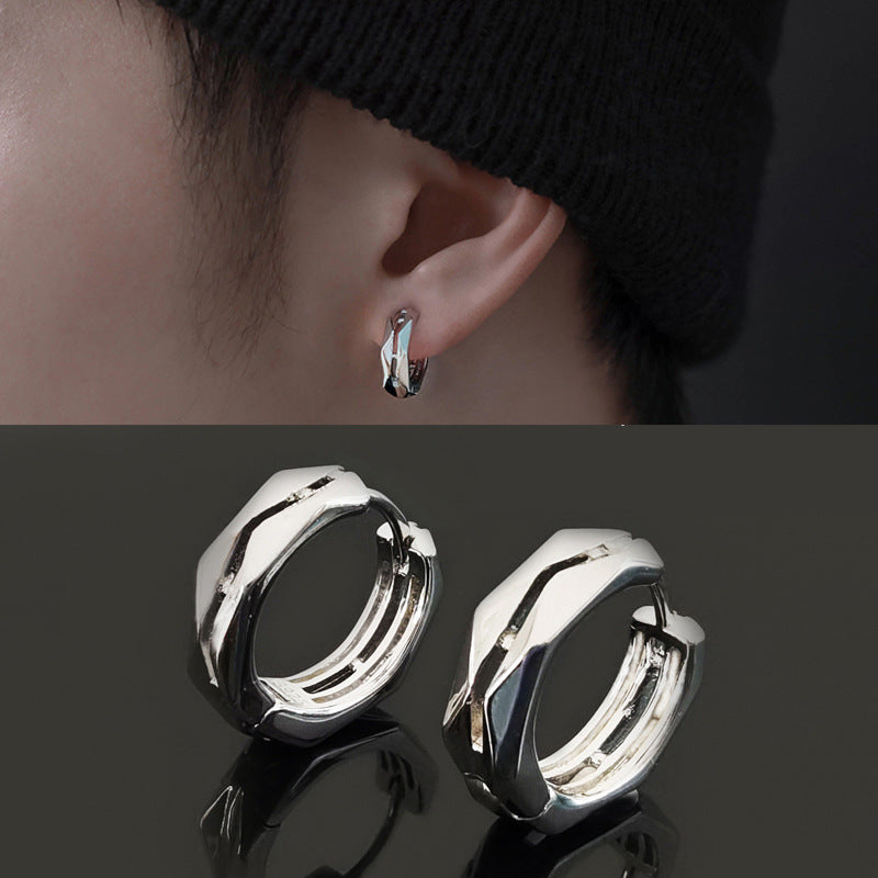 Men's Earrings Geometric Advanced Feeling Single - 0 - Bijou Her -  -  - 