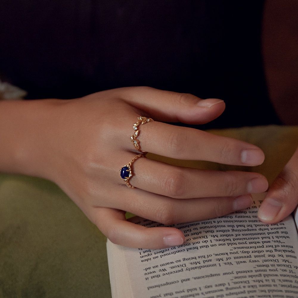 Women's Vintage Lapis Lazuli Stacking Ring - 0 - Bijou Her -  -  - 