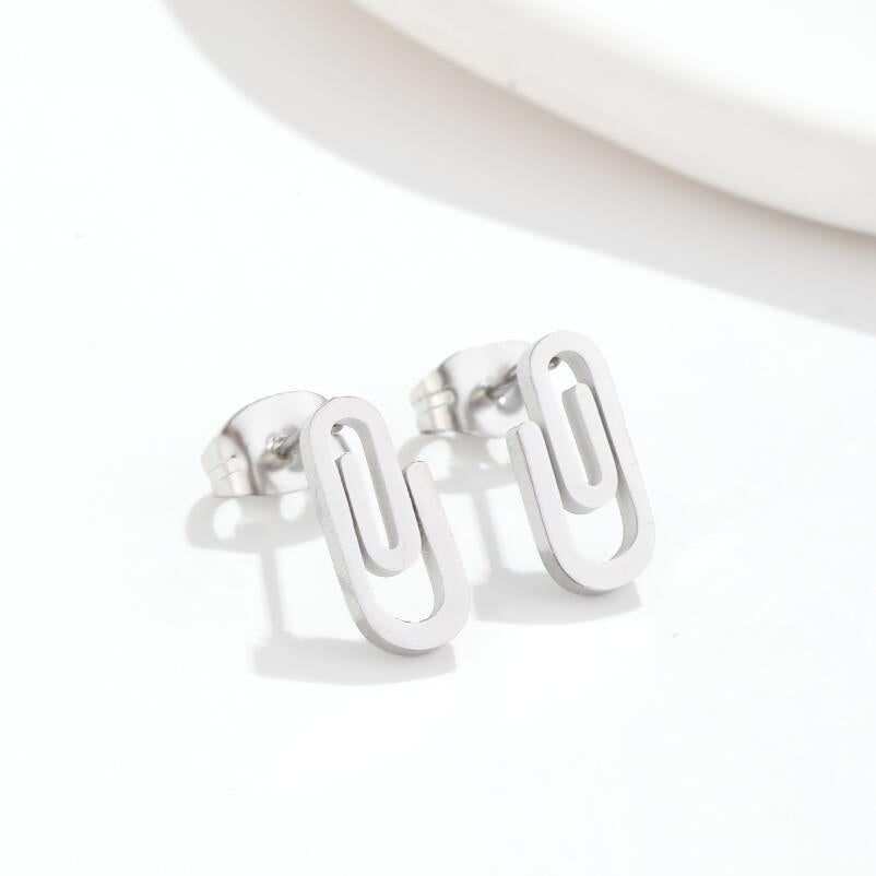 Stainless Steel Clip Ear Studs Geometric Simple Women Earrings - 0 - Bijou Her -  -  - 