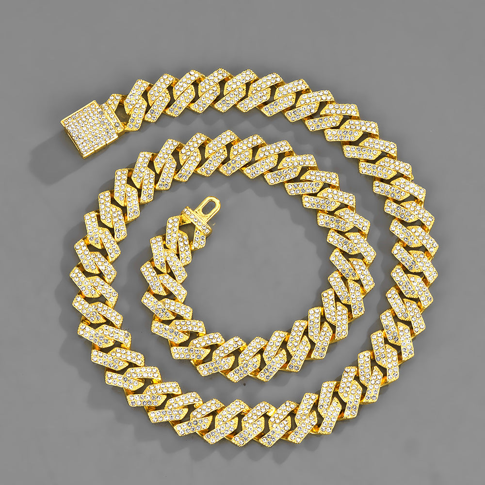 Men's Jewelry 15mm Full Of Diamond Hip-hop Accessories Gold Chain Necklace - 0 - Bijou Her -  -  - 