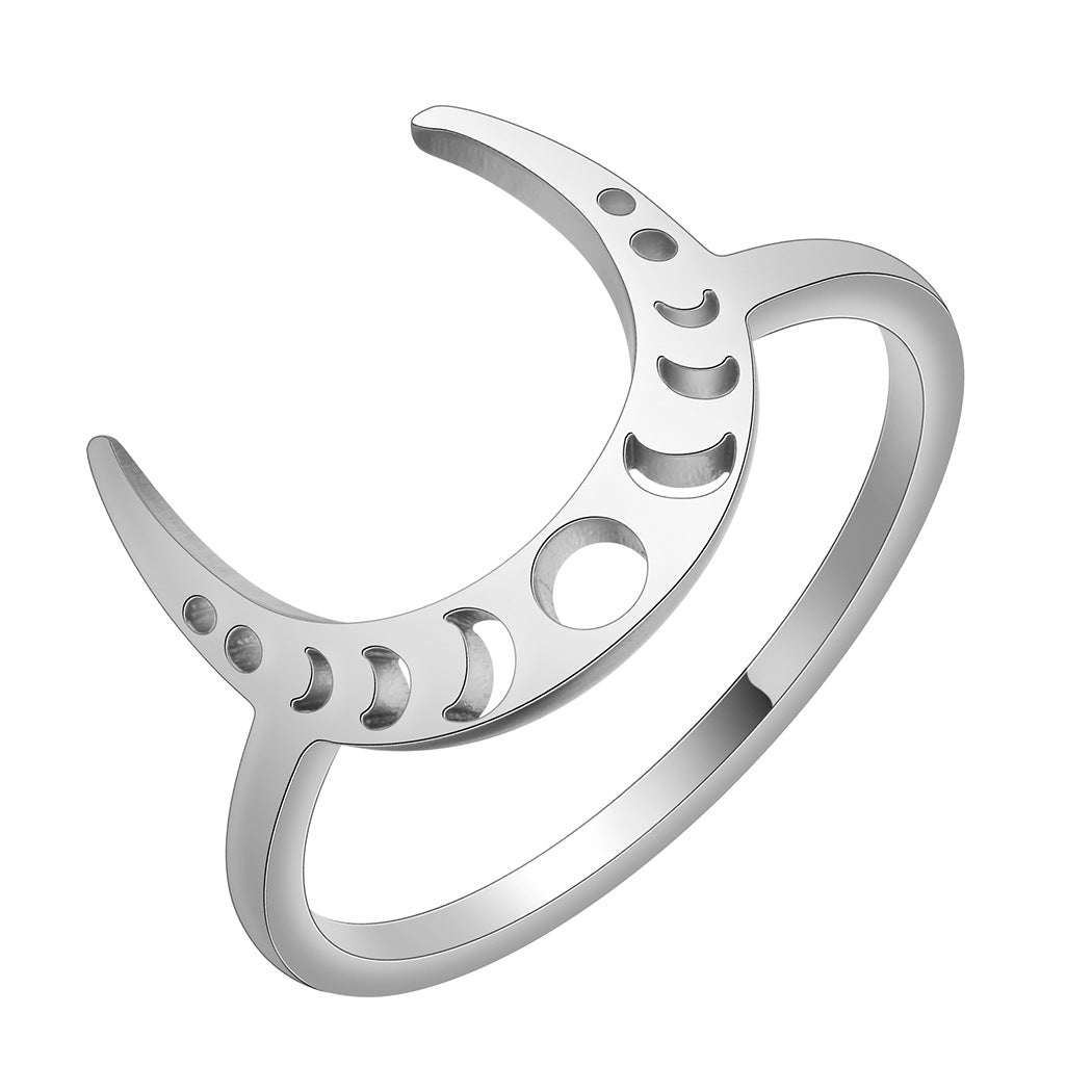 Women's Crescent Stainless Steel Ring - 0 - Bijou Her -  -  - 