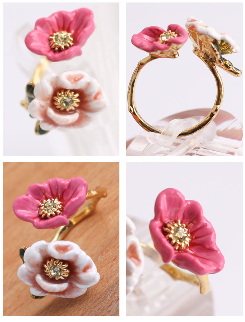 Women's Fashion Simple Enamel Three-dimensional Flower Ring - 0 - Bijou Her -  -  - 