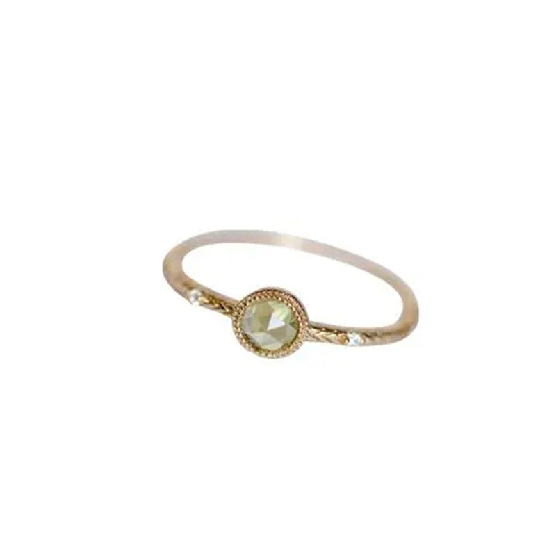 Peridot Rose Cut Face Small Copper Gold Plated Compact Ring Female - 0 - Bijou Her -  -  - 