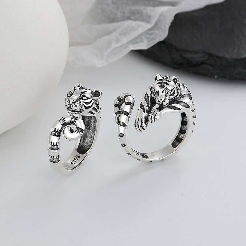 S925 Silver Tiger Styling Ring Unique Natural - 0 - Bijou Her -  -  - 