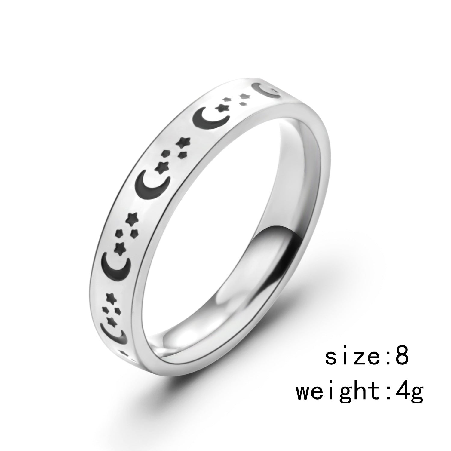 Stainless Steel Fashion Star Moon Ring - 0 - Bijou Her - Color -  - 