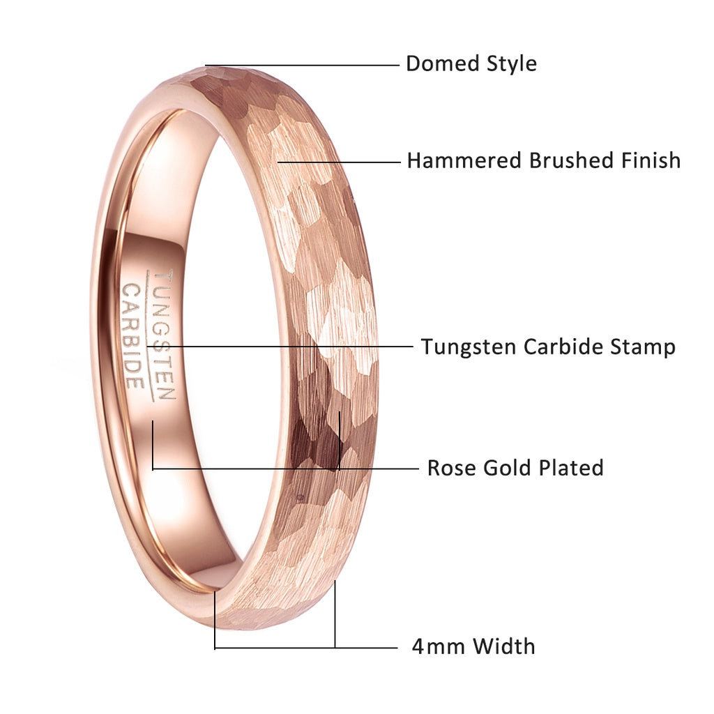 Rose Gold Faceted Ring 4MM Wide - 0 - Bijou Her -  -  - 