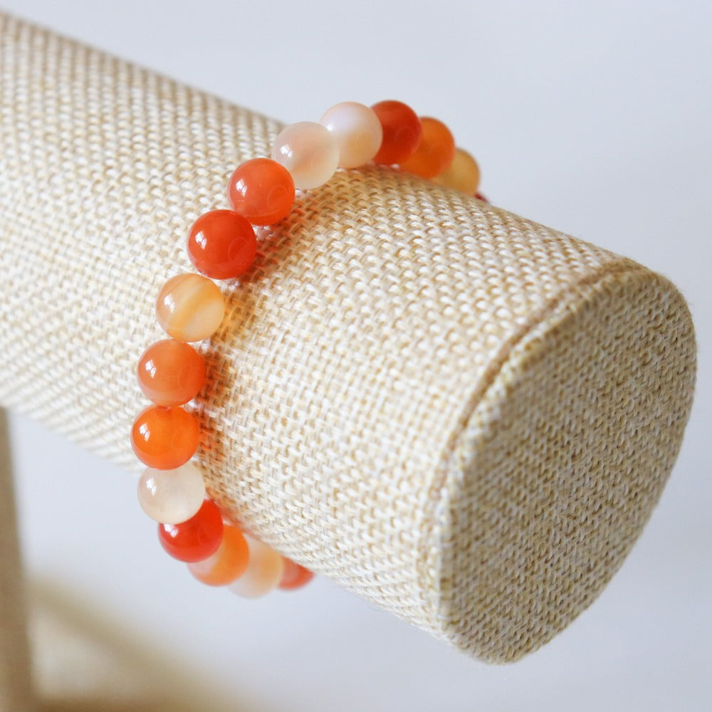 Handmade Natural Carnelian Beaded Bracelet - 8mm Pearls - Bracelets - Bijou Her -  -  - 