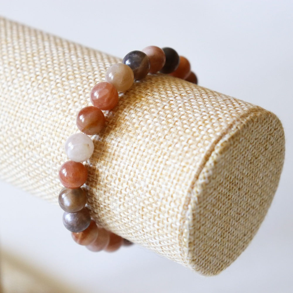 Handmade Natural Sunstone Beaded Bracelet - 8mm Pearls - Bracelets - Bijou Her -  -  - 