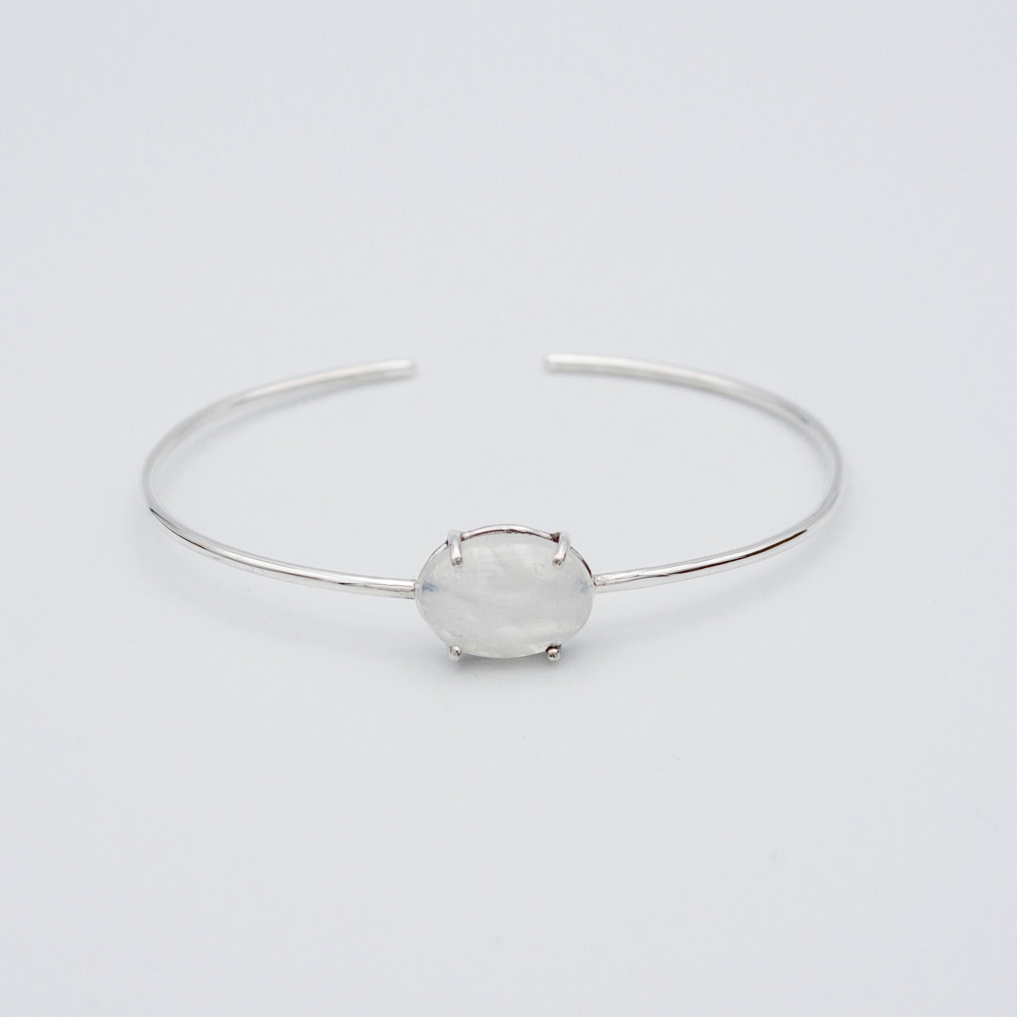 Rainbow Moonstone Open Cuff Bracelet - Sterling Silver - Jewelry & Watches - Bijou Her -  -  - 