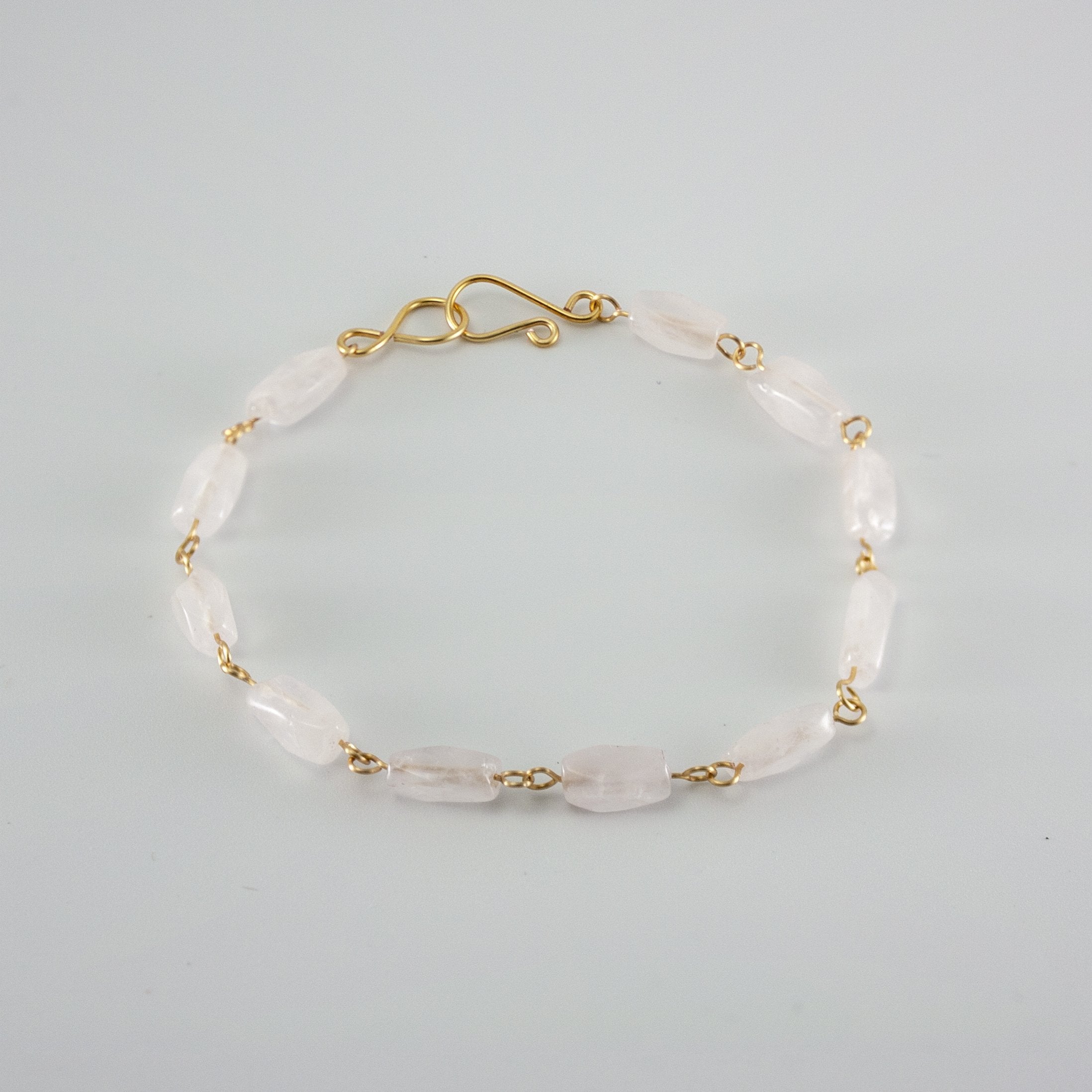 Rose Quartz Gold Link Bracelet - Slim & Sophisticated - Jewelry & Watches - Bijou Her -  -  - 