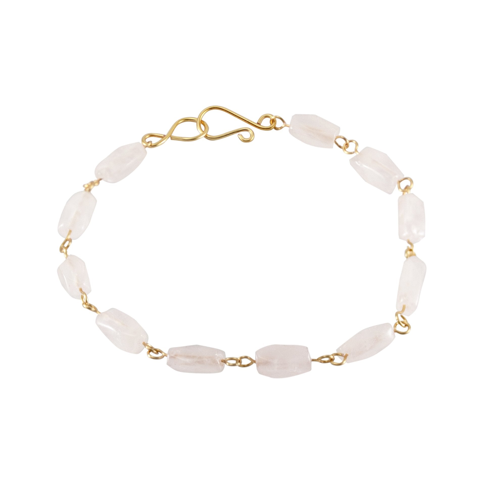 Rose Quartz Gold Link Bracelet - Slim & Sophisticated - Jewelry & Watches - Bijou Her -  -  - 