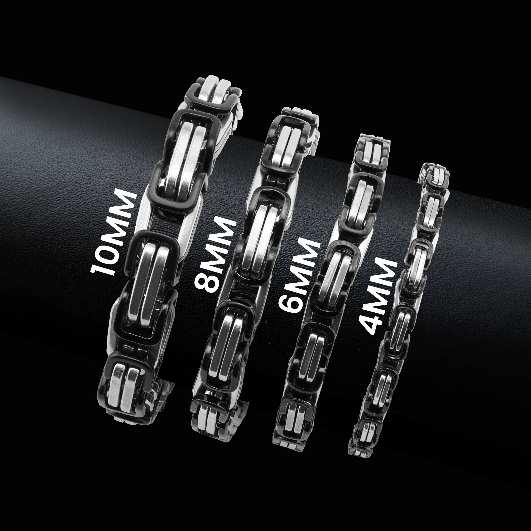 Stainless Steel Black Byzantine Chain Bracelet - Hypoallergenic & Tarnish-Proof, 22g, Available in 5 Widths - Jewelry & Watches - Bijou Her -  -  - 