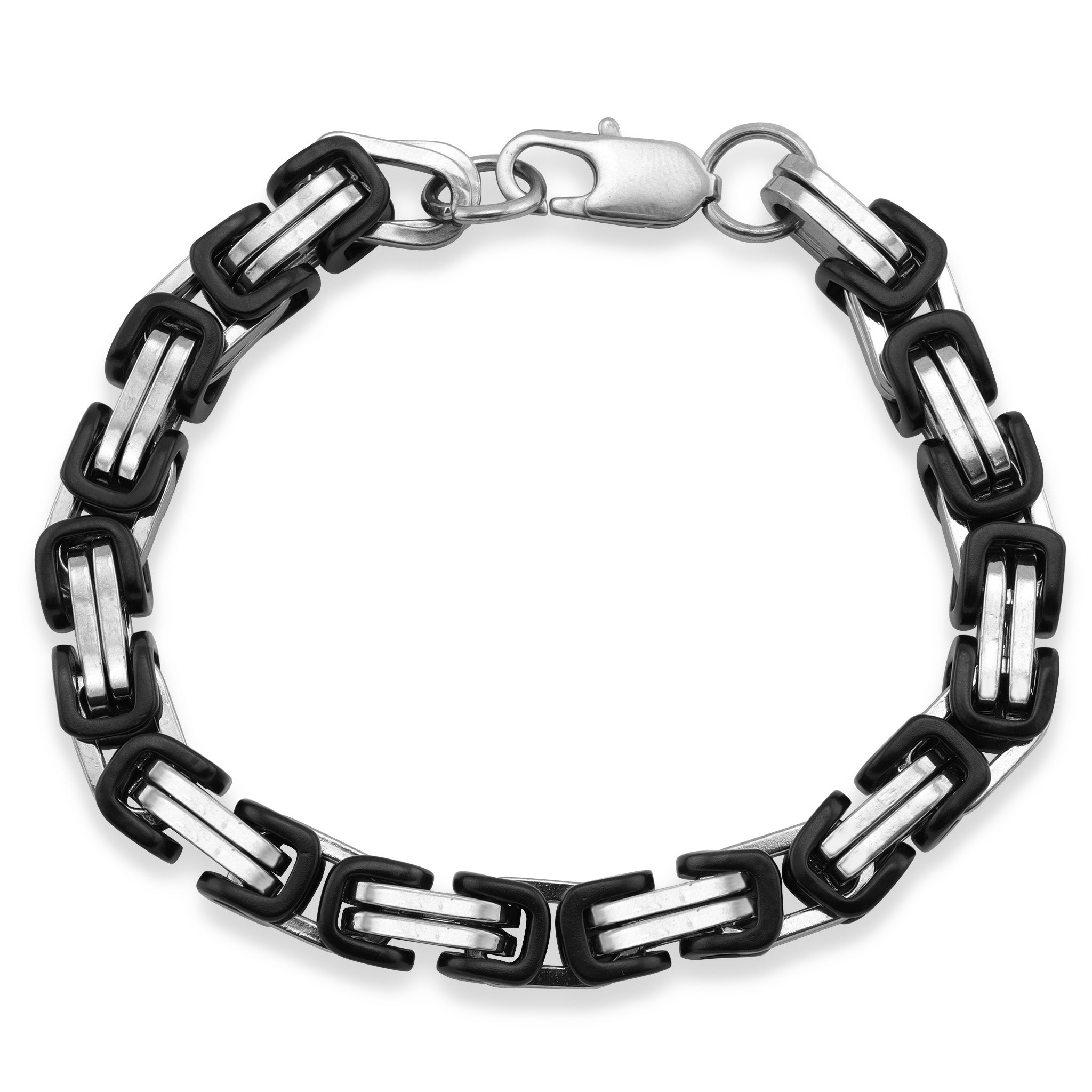 Stainless Steel Black Byzantine Chain Bracelet - Hypoallergenic & Tarnish-Proof, 22g, Available in 5 Widths - Jewelry & Watches - Bijou Her -  -  - 