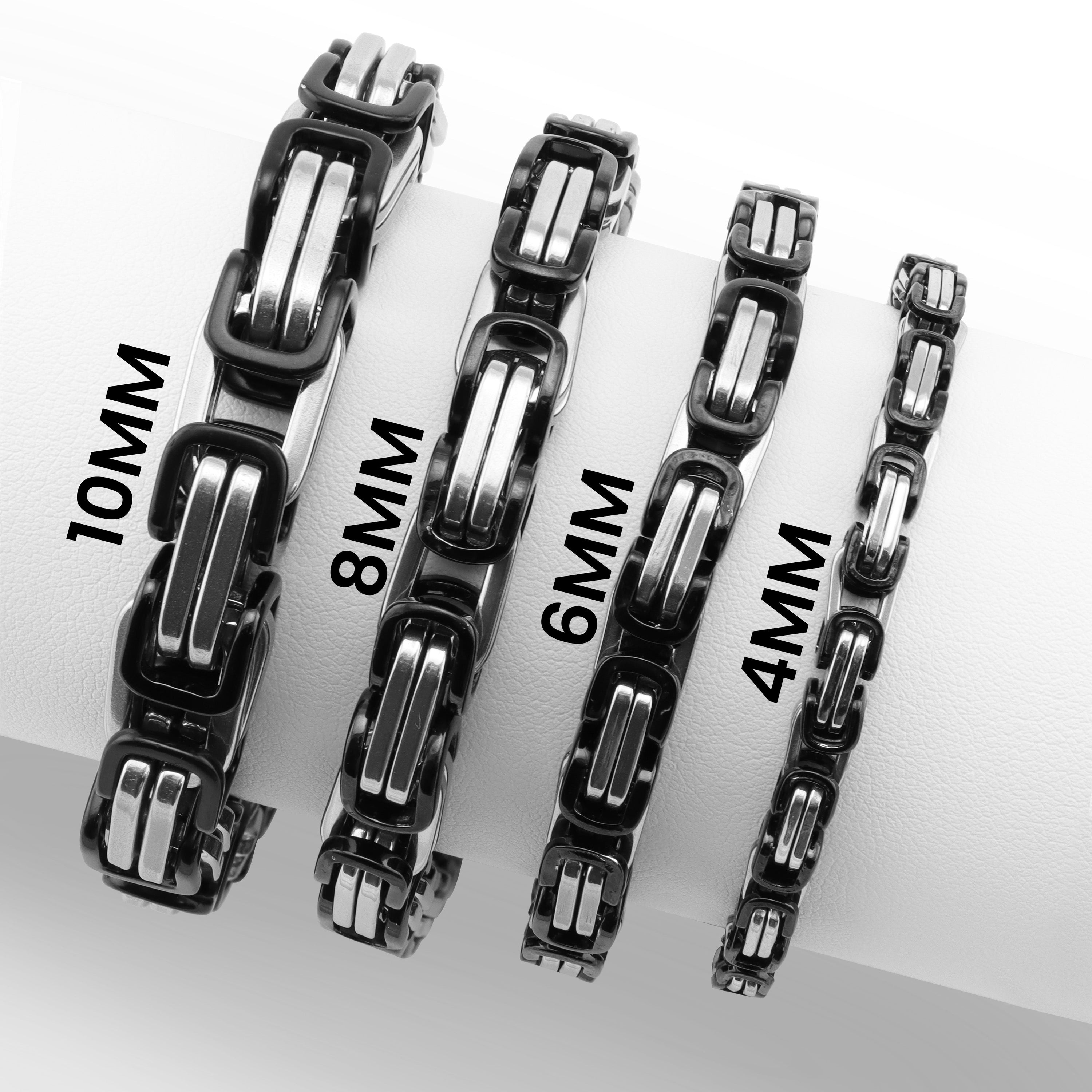 Stainless Steel Black Byzantine Chain Bracelet - Hypoallergenic & Tarnish-Proof, 22g, Available in 5 Widths - Jewelry & Watches - Bijou Her -  -  - 