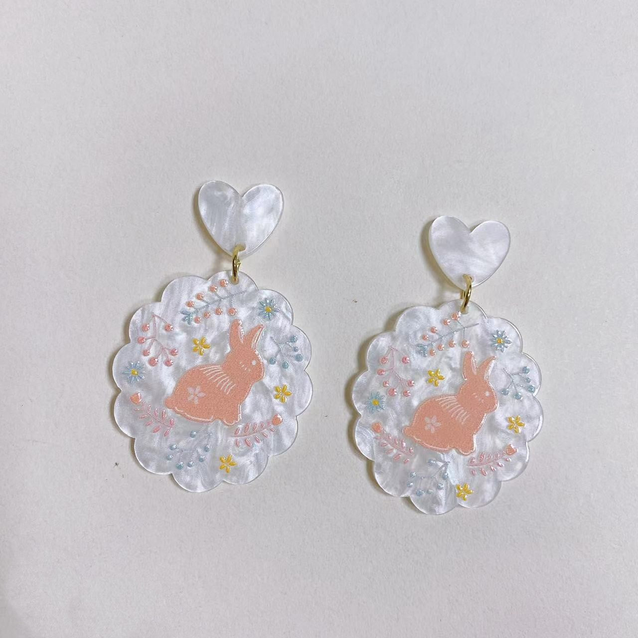 Oil Painting Style Colorful Flower Earrings - 0 - Bijou Her - Color -  - 