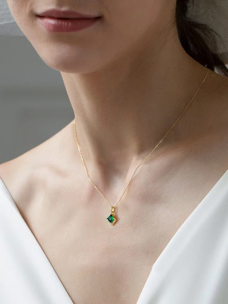 Square Diamond Emerald Clavicle Chain - 0 - Bijou Her -  -  - 