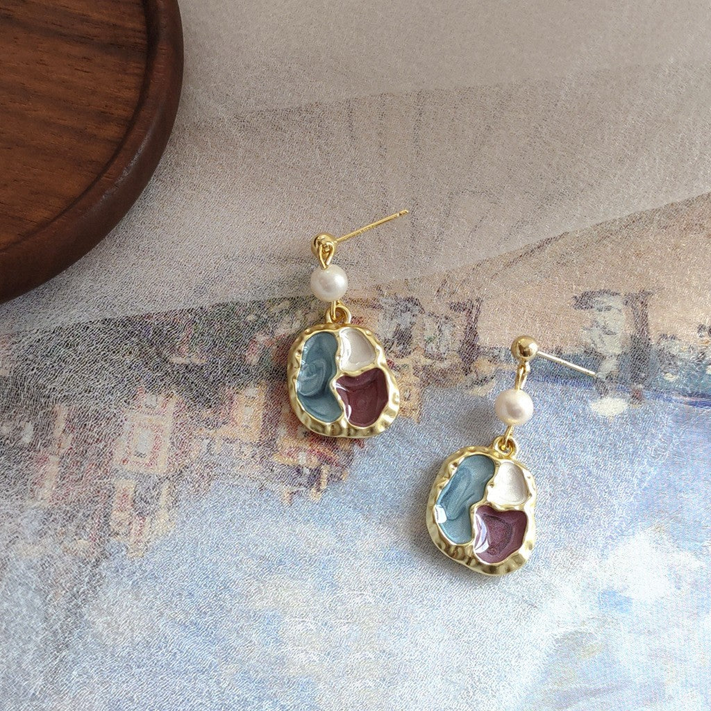 Vintage Harbor Style Irregular Color Matching Freshwater Pearl Earrings - 0 - Bijou Her -  -  - 