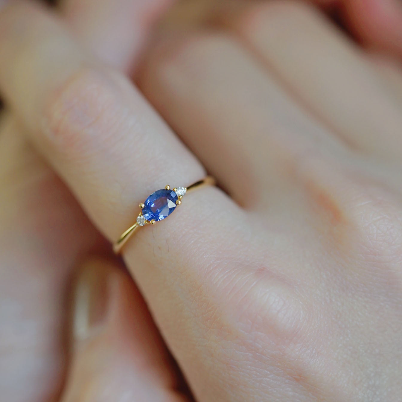 Sterling Silver Gold-plated Blue Diamond Ring Female - 0 - Bijou Her -  -  - 