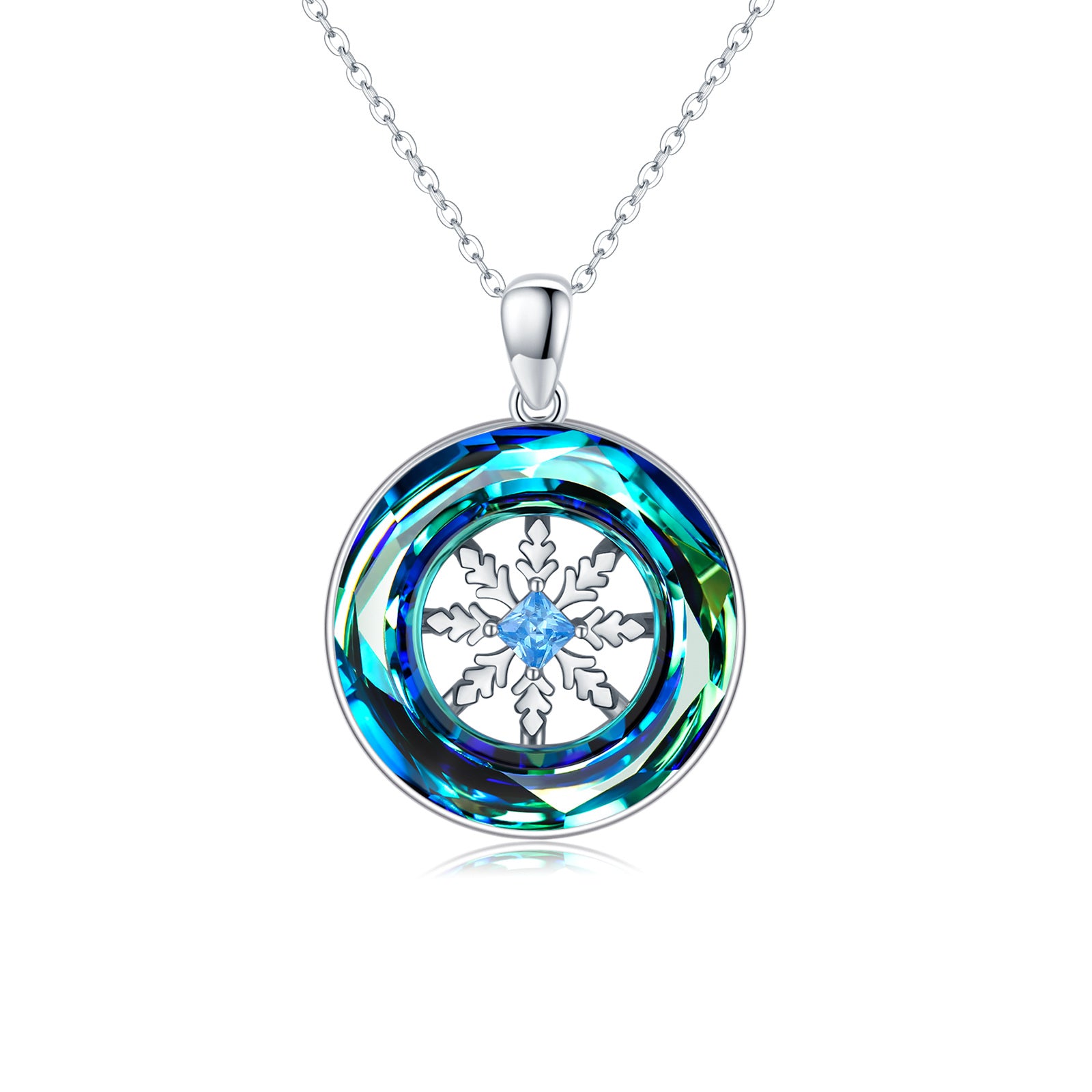 Snowflake Crystal Pendant Necklace in 925 Sterling Silver - 5 - Bijou Her - color -  - 