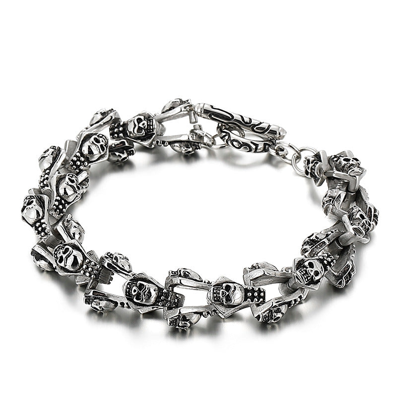 Stylish And Personalized Blackened Stainless Steel Skeleton Bracelet - 0 - Bijou Her - Color -  - 