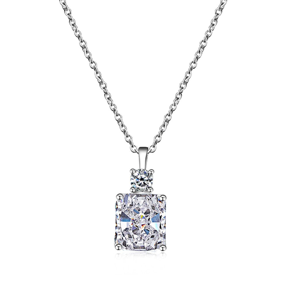 Women's Fashion Sterling Silver High Carbon Diamond Pendant Necklace - 0 - Bijou Her - Color -  - 