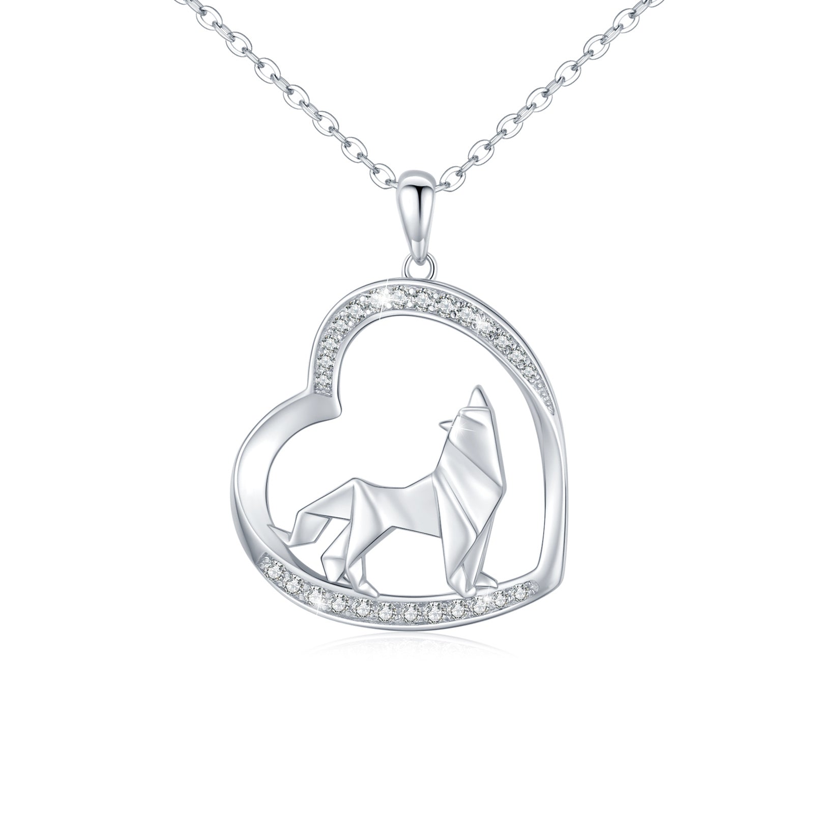 Howling Wolf Pendant Necklace in 925 Sterling Silver - 5 - Bijou Her - style -  - 