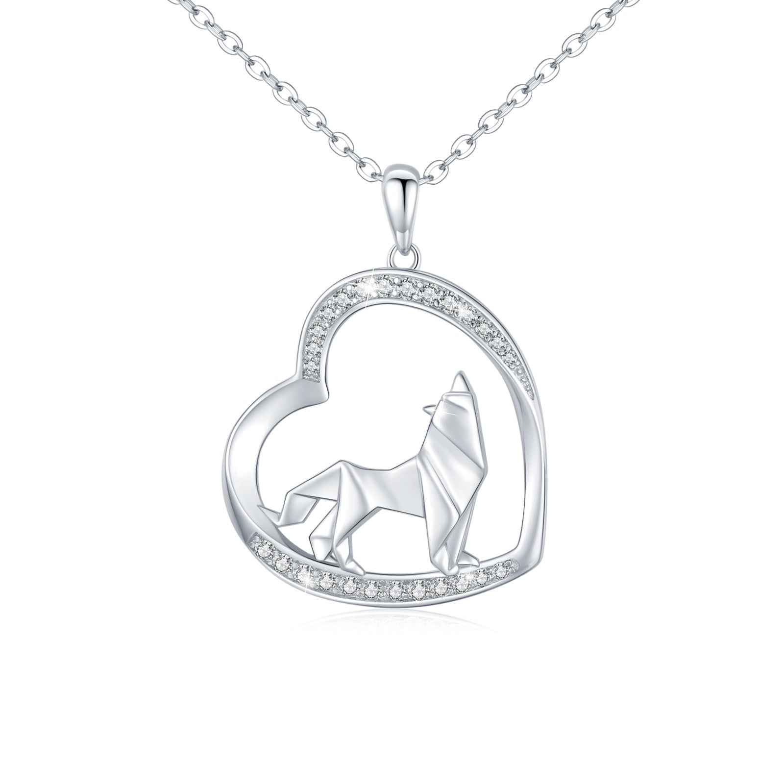 Howling Wolf Pendant Necklace in 925 Sterling Silver - 5 - Bijou Her -  -  - 
