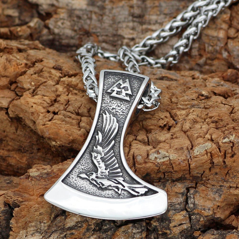 Stainless Steel Viking Aoding Trianglerow Celtic Wolf Titanium Steel Necklace - 0 - Bijou Her -  -  - 