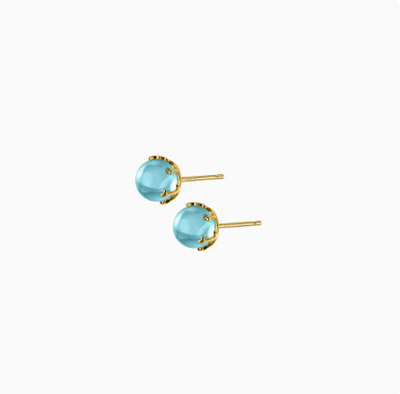 S925 Silver Fresh Blue Geometric Round Ball Stud Earrings For Women - 0 - Bijou Her - Color -  - 