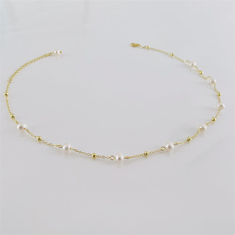 Sky Star Gold Pearl Necklace Girl - 0 - Bijou Her -  -  - 