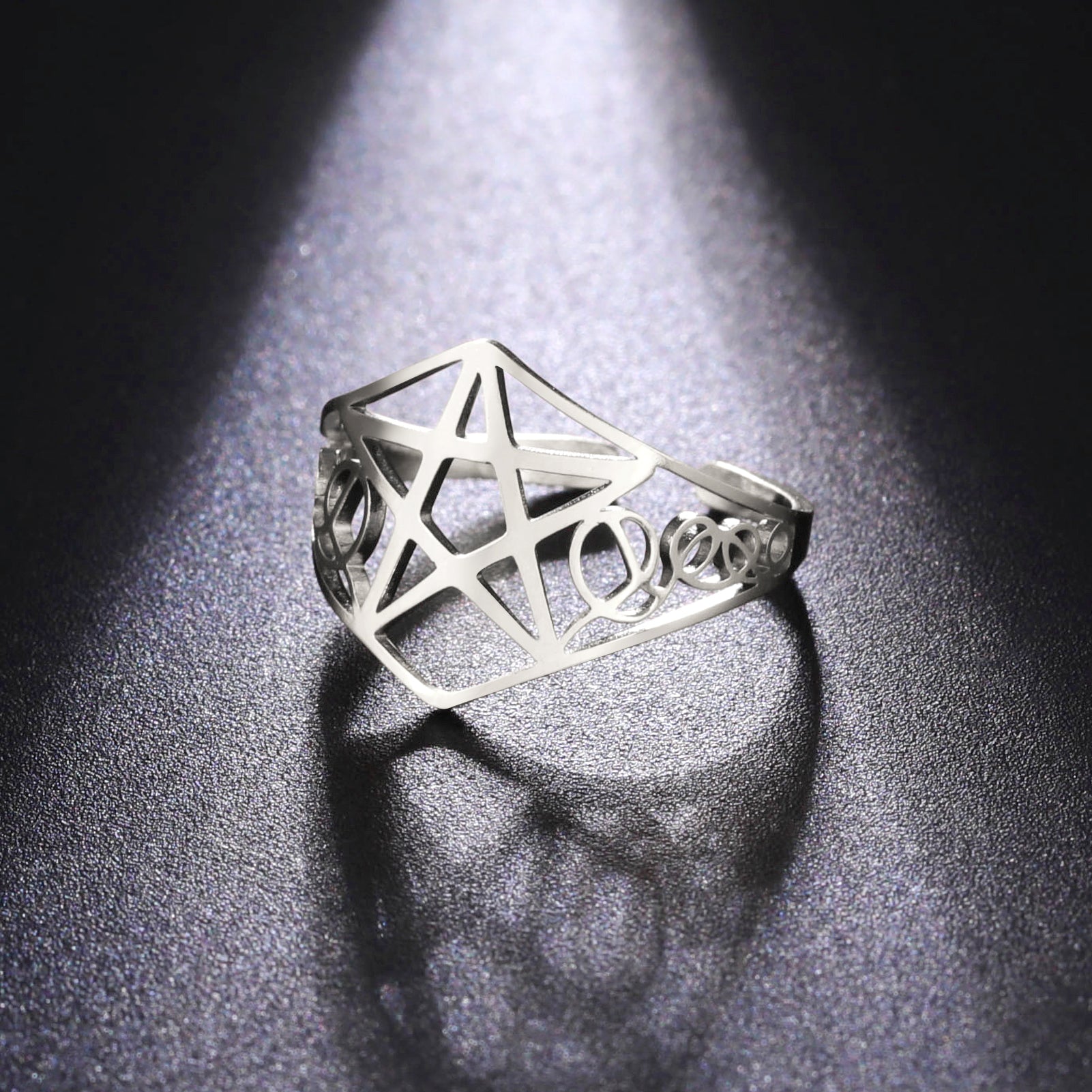 Women's Stainless Steel Hollow Five-pointed Star Ring - 0 - Bijou Her -  -  - 