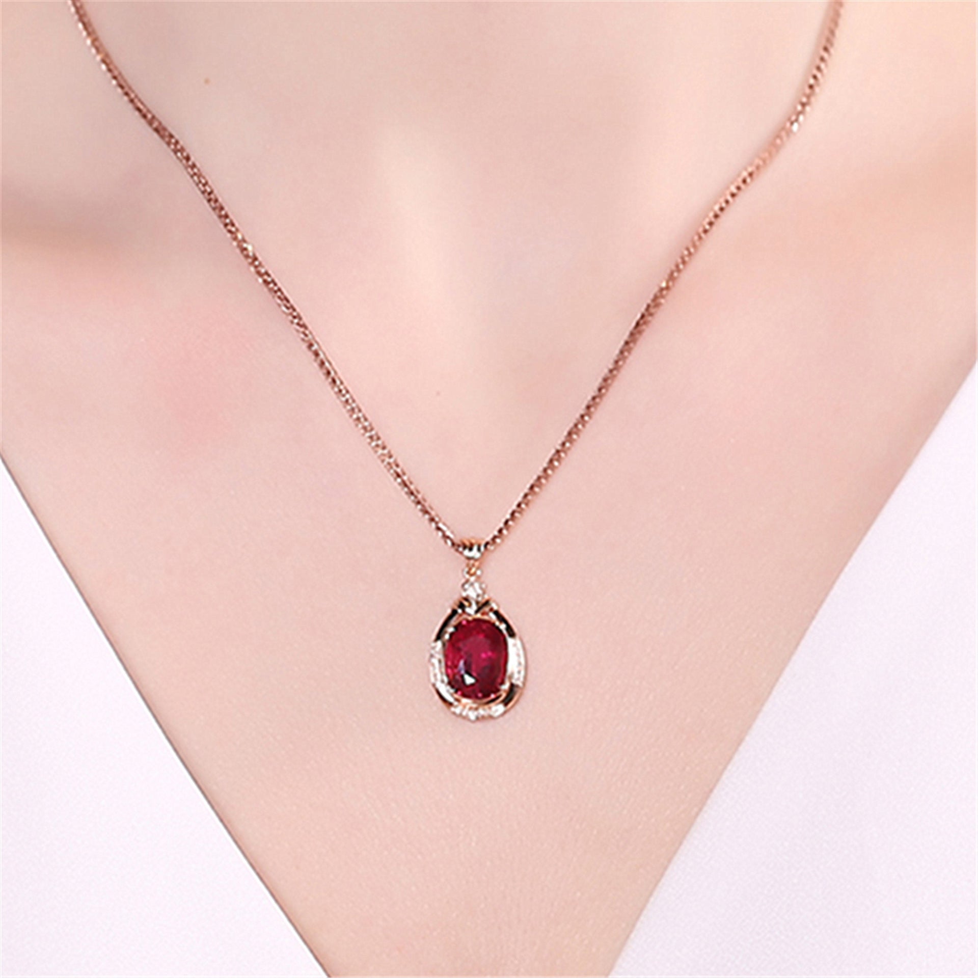 Red Diamond Pendant Inlaid With 18K Gold - 0 - Bijou Her - style -  - 