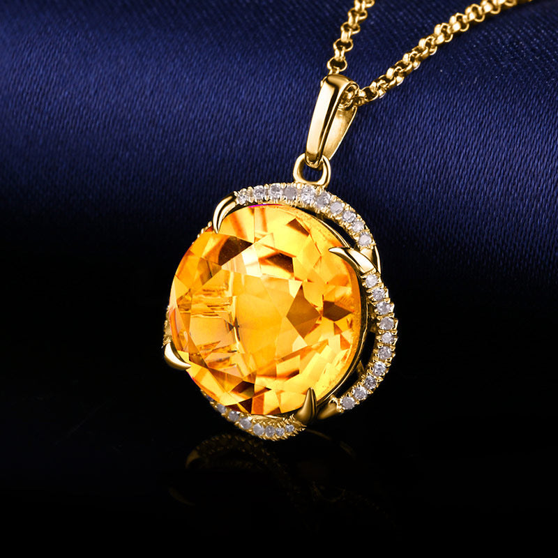 Women's Yellow Zircon Topaz Necklace - 0 - Bijou Her - style -  - 